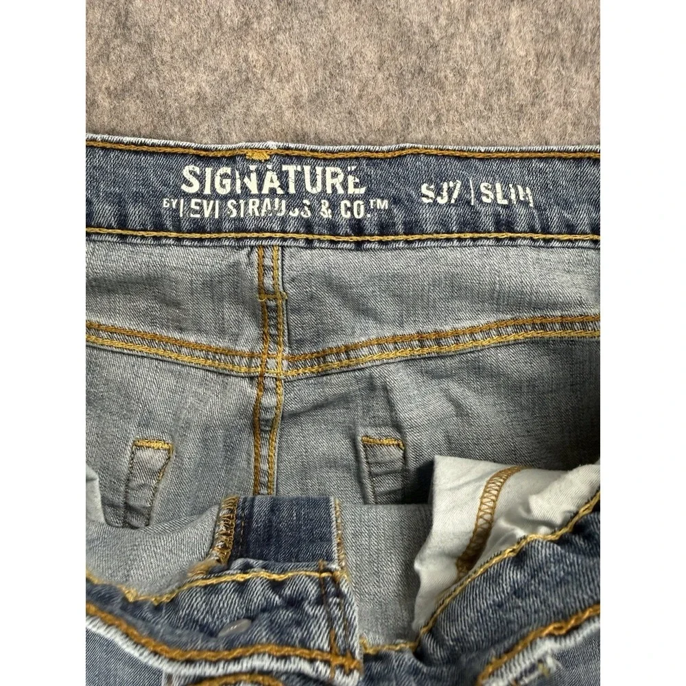 Levi Strauss Signature Slim Jeans 34x32‎ Distressed Light Wash Men's Denim